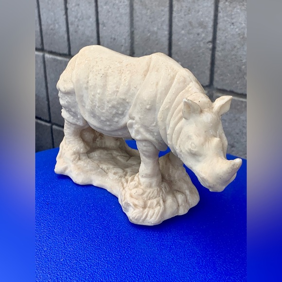 Mid Century Vtg Rhinoceros Hand Sculpted Figurine Hecho En Mexico Rhino - Picture 9 of 16